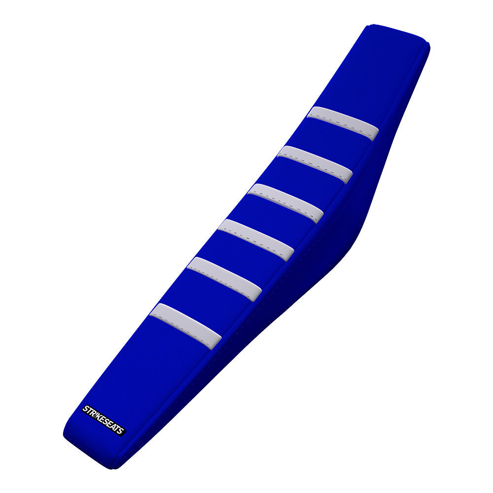 Funda de asiento acanalada con agarre en blanco/azul/azul Yamaha PW50 85-23