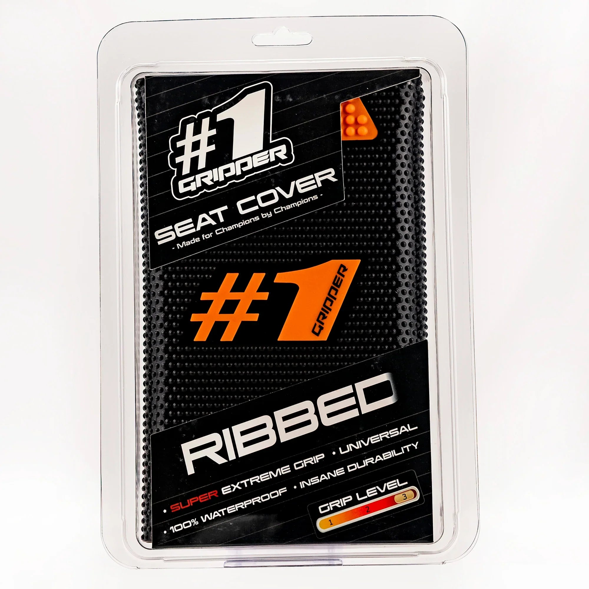 RIBBED Seat Cover - Black/Orange